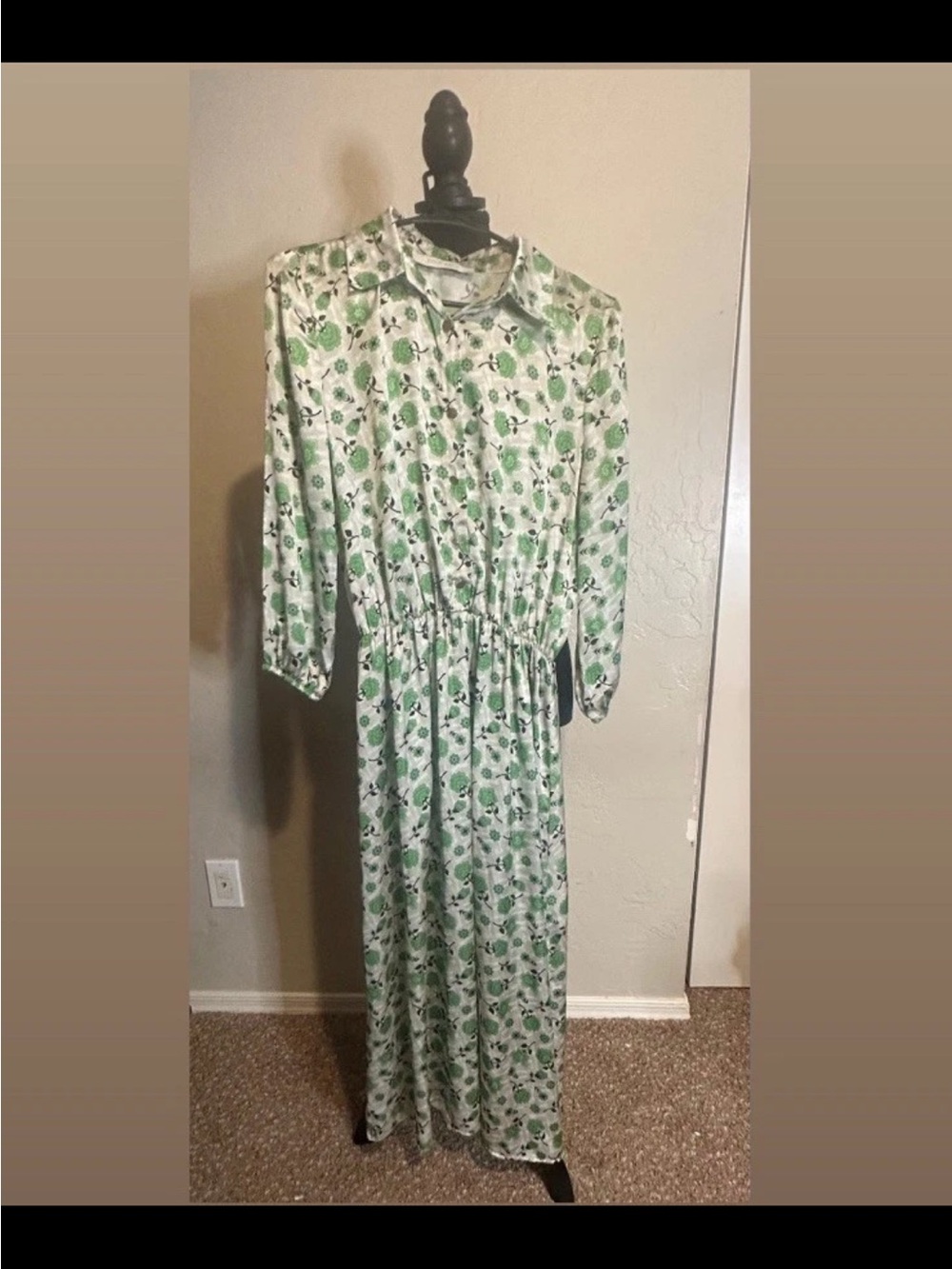 Vintage Style 70's Maxi Dress Slit Hippie Prairie Floral long sleeve size 5/6